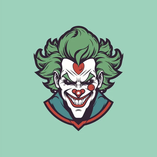 Frightening Clown Head Mascot Design — Stock Vector