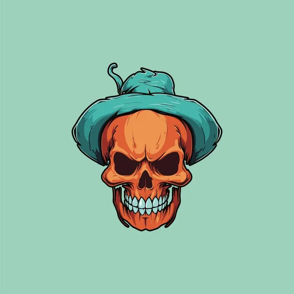 Halloween Obra Arte Com Half Skull — Vetor de Stock