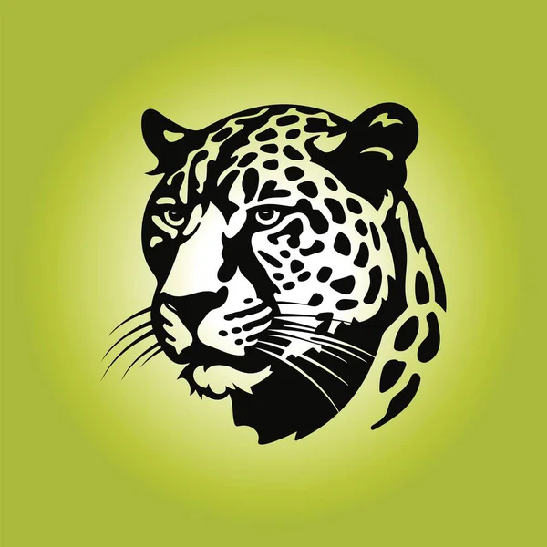 Jaguar Head Graphic Green Background — Stock Vector