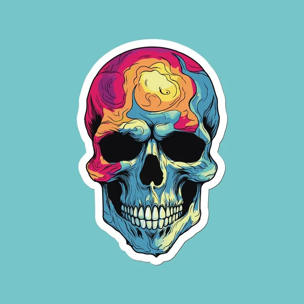 Una Ilustración Colorida Cráneo Cerebro — Vector de stock