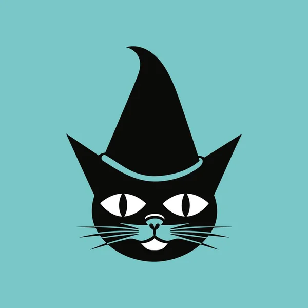 Gato Preto Encantador Azul — Vetor de Stock