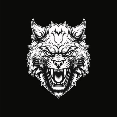 Siyah ve beyaz kızgın kurt vektörü