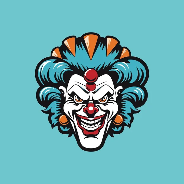 Skurrile Clownskopfkunst Vektor — Stockvektor
