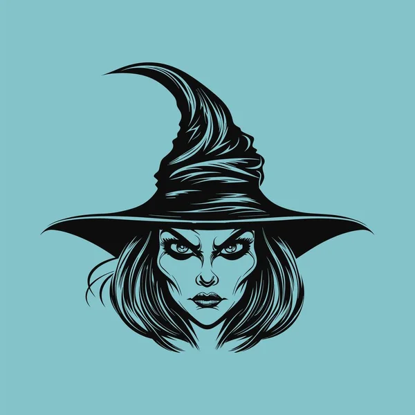 黑暗轮廓中的女巫头 — 图库矢量图片