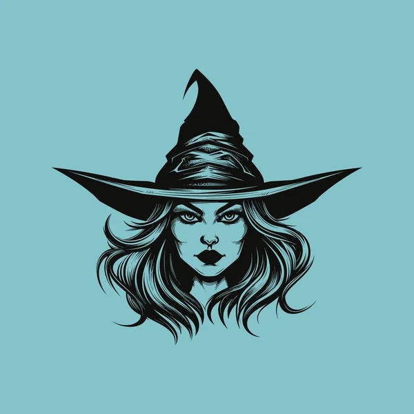 Witchy Silhouette Com Eerie Head — Vetor de Stock