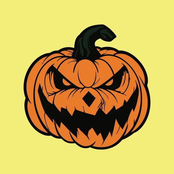 Monster Pumpkin Halloween Vector Illustration — Stock Vector
