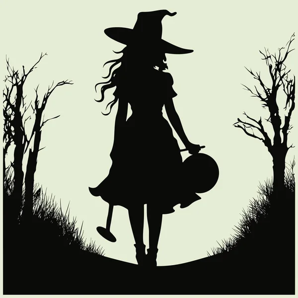 Mysteriöse Silhouetten Und Szenen Halloween — Stockvektor