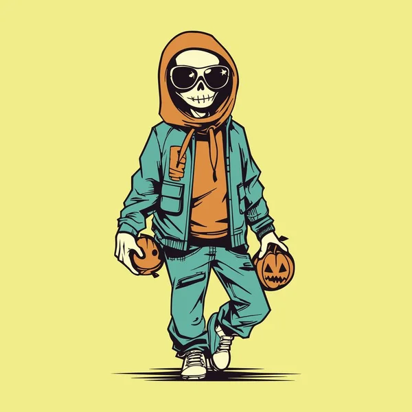 Abóbora Cara Halloween Vetor Ilustração — Vetor de Stock