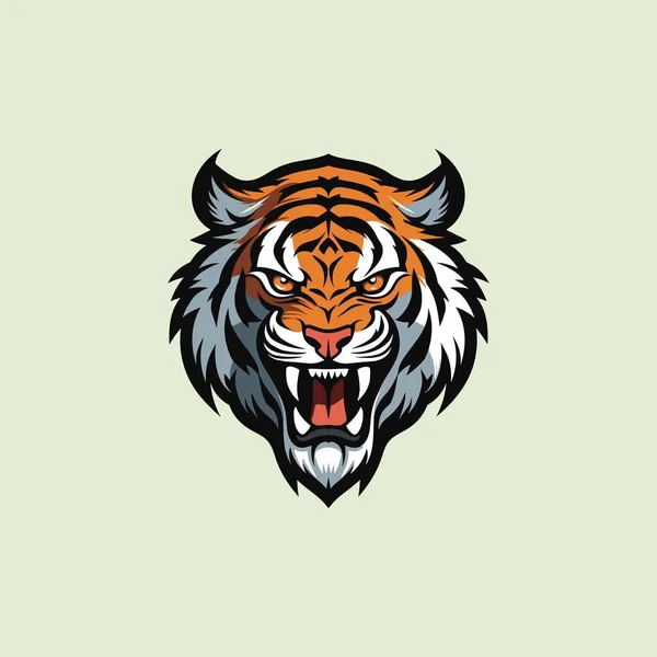 Angry Cartoon Tiger Charakter Intensywnej Emocji — Wektor stockowy