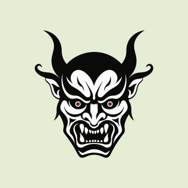 Şeytan silueti, açık yeşil üzerinde izole edilmiş.