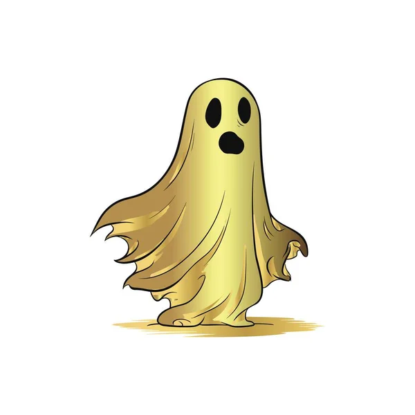 Halloween Ouro Fantasma Vetor Ilustração — Vetor de Stock