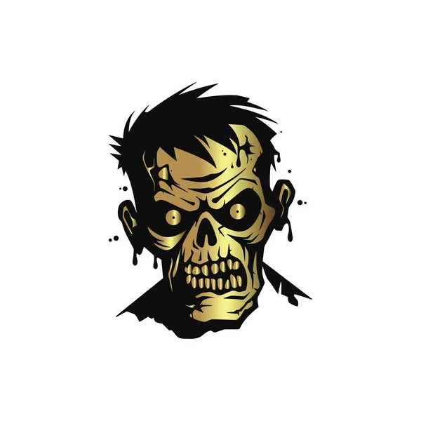 Golden Zombie Faces Vector Illustrations — Stockový vektor