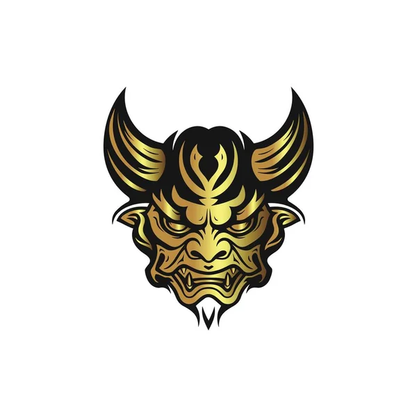 Intricate Gold Devil Face Design Formato Vetor — Vetor de Stock
