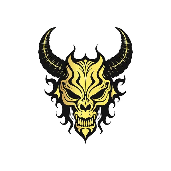 Intriguing Vector Art Gold Decellished Devil Face Design — стоковый вектор