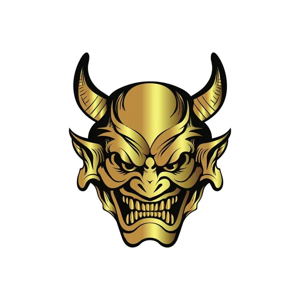Místico Ouro Diabo Face Vector Art — Vetor de Stock