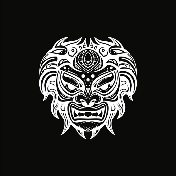 White Devil Face Tattoo Vector Artwork — Stock Vector