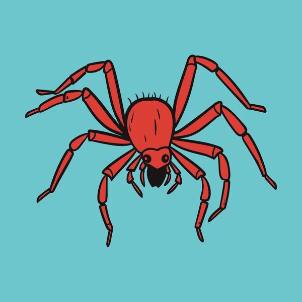 Κόκκινη Αράχνη Μπλε Φόντο — Διανυσματικό Αρχείο
