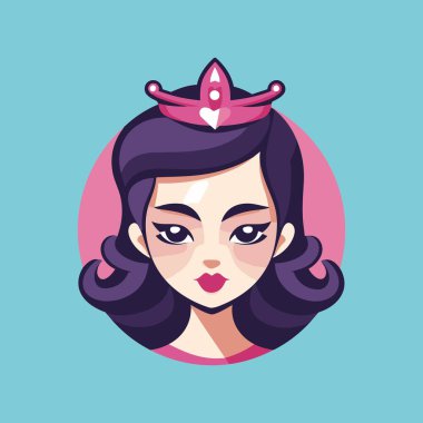 Taç giyen Avatar Kız Mavi Arkaplanda Sanat Tasviri