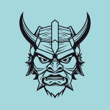 El çizimi samuray kafası dövmesi.