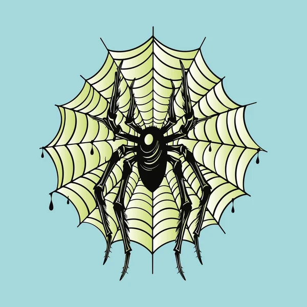 Blízká Silueta Pavouka Modrým Pozadím — Stockový vektor