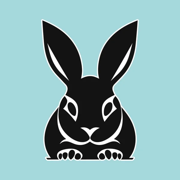 Conejo Negro Sobre Fondo Azul Vector Ilustración — Archivo Imágenes Vectoriales