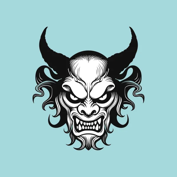 Logotipo Mascote Diabólico Trabalhada Design Vetor — Vetor de Stock