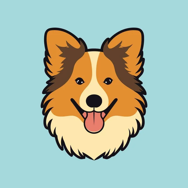 Illustrated Vector Smiling Dog Face — Stock Vector