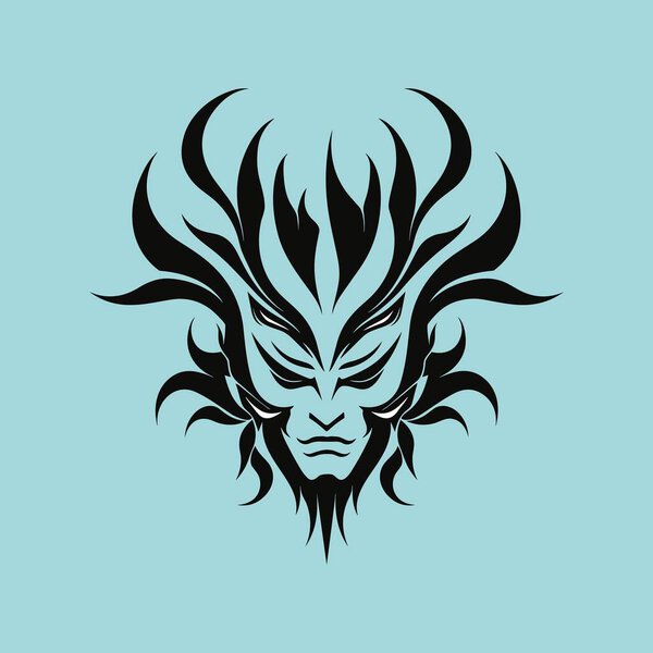 Intricate Black Tribal Tattoo Design Blue — Stock Vector