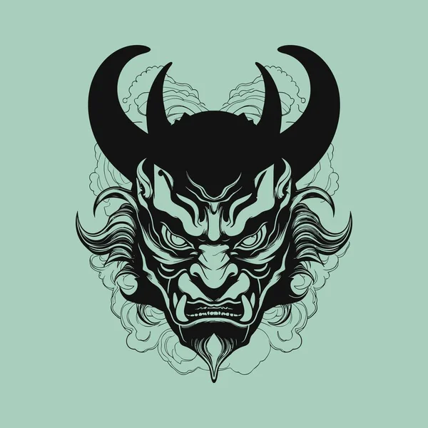 Жестокий Демон Рогами Острыми Зубами — стоковый вектор