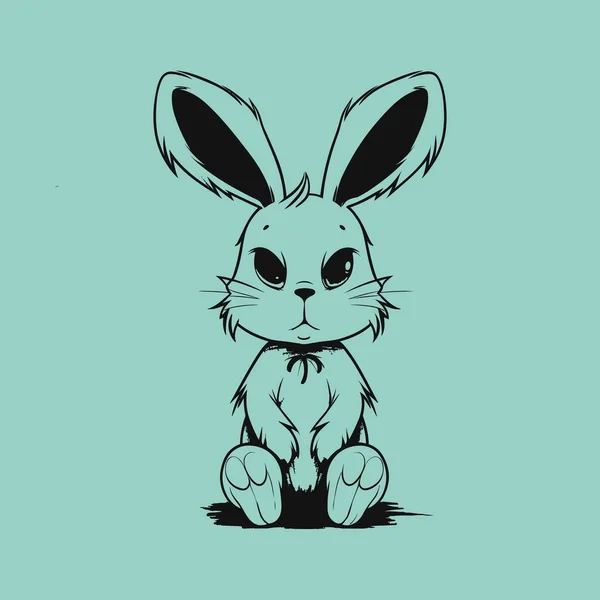 坐在蓝色仙境中的兔子 — 图库矢量图片