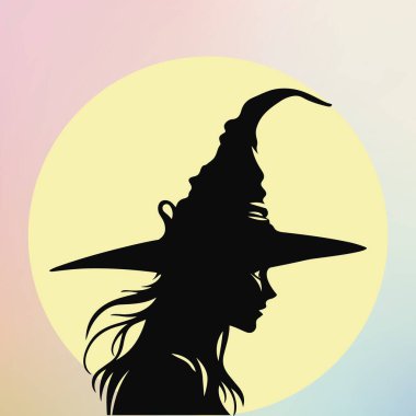 Pastel Arkaplan Profilinde Cadı Başı