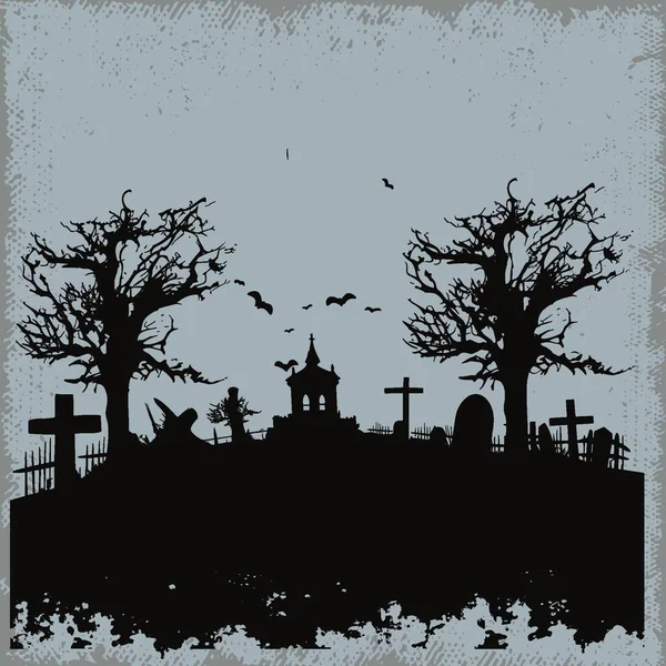 Strašidelný Hřbitov Kaplí Úplňkem — Stockový vektor