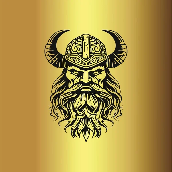 Один Скандинавский Бог Мудрости Войны Золотом Фоне — стоковый вектор