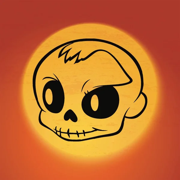 Spooky Skull Ilustración Sobre Fondo Naranja — Vector de stock