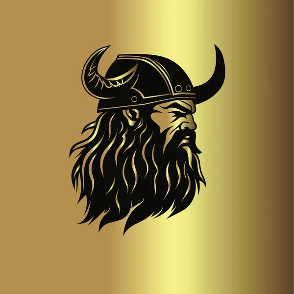 Воин Викинг Золотом Фоне — стоковый вектор