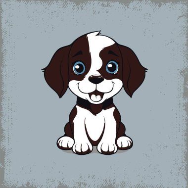 Mavi Arkaplanda Şirin Köpekçik Çizimi