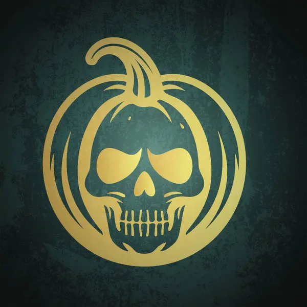 Uma Abóbora Halloween Com Design Assustador Crânio —  Vetores de Stock