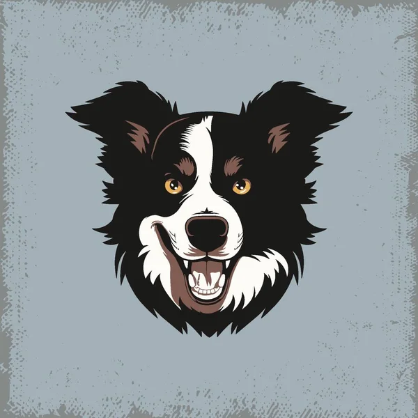 Illustration Eines Schwarz Weißen Hundekopfes — Stockvektor