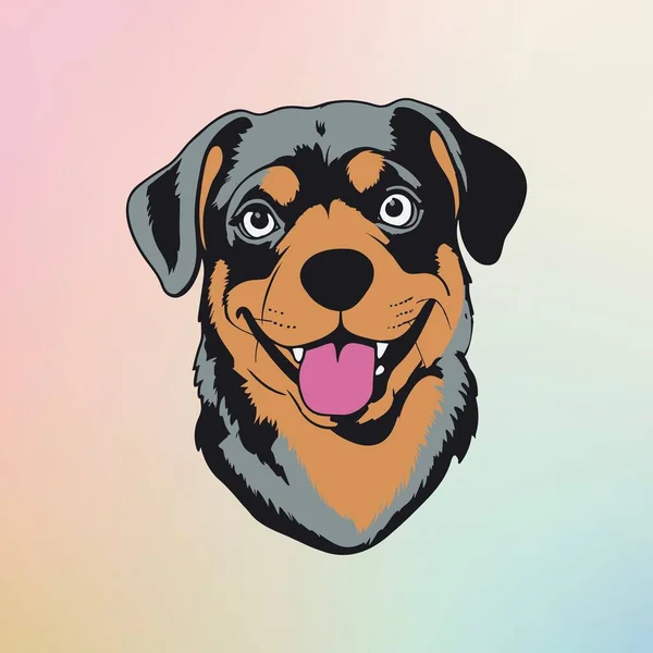 Smiling Rottweiler Pastel Background — Stock Vector