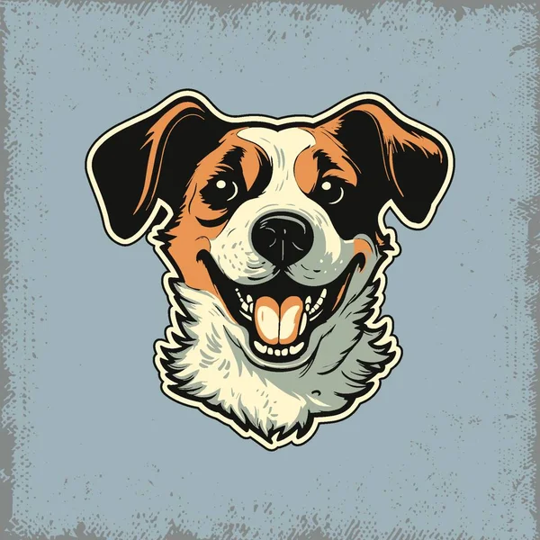 Uma Ilustração Vintage Cão Beagle Feliz — Vetor de Stock