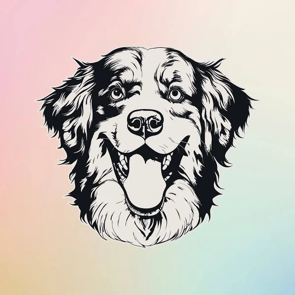 Happy Dog Smiling Pastel Gradient Background — Stock Vector
