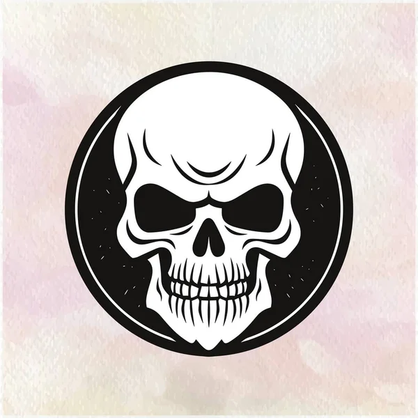 Cráneo Círculo Una Ilustración Rosa Oscura — Vector de stock
