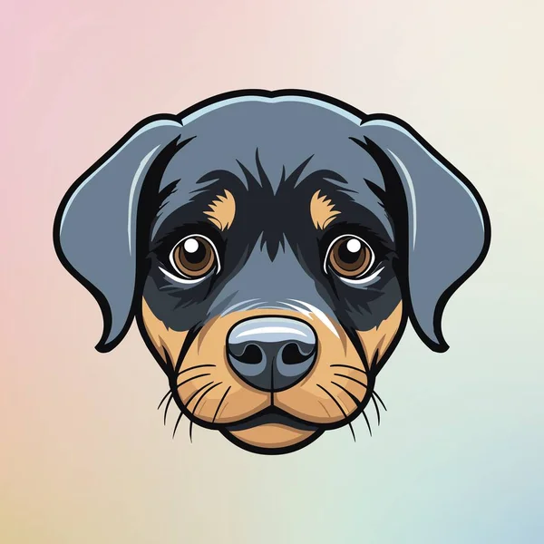 Filhote Cachorro Bonito Rottweiler Com Cores Pastel —  Vetores de Stock