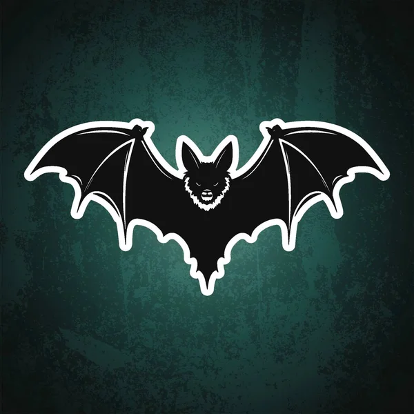 Morcego Preto Com Asas Espalhadas Azul Fundo Verde — Vetor de Stock