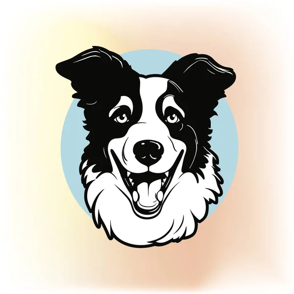 Fröhlicher Border Collie Hund Vor Blauem Hintergrund — Stockvektor