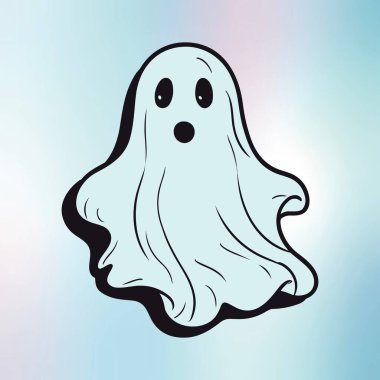 Mavi Arkaplanda Şirin Hayalet Çizimi