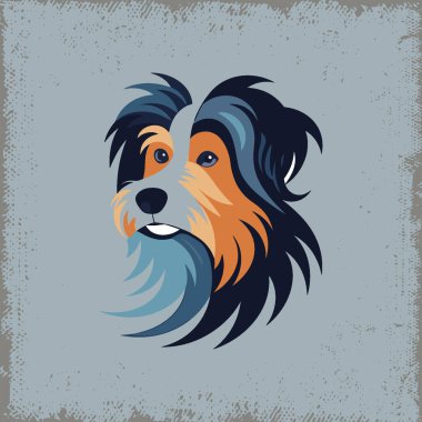 Shaggy Dog Neşeli İfade Mavi Arkaplanda