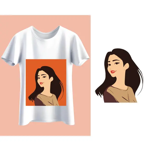 Retrato Una Persona Con Fondo Naranja Una Camiseta — Vector de stock