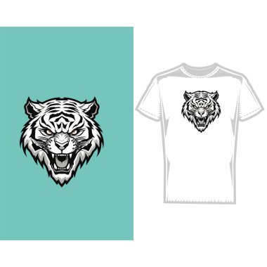 Turkuaz ve Beyaz Kaplan Tişört Tasarımı