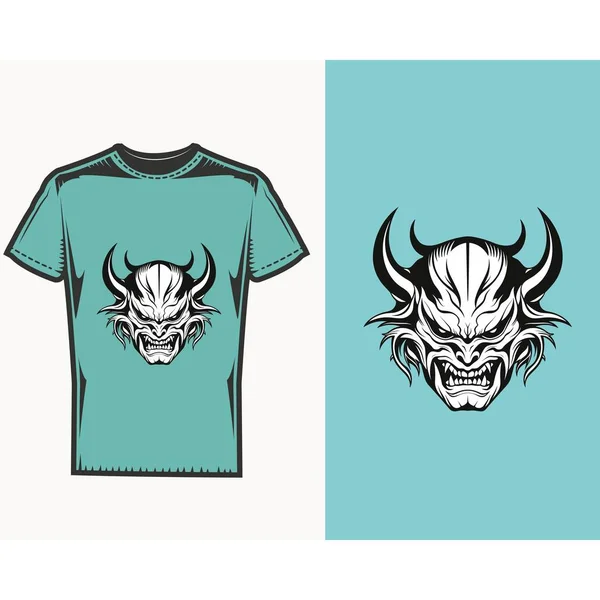 Demon Face Light Blue Shirt — Stock Vector